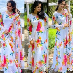 Graceful white color long maxi gown style